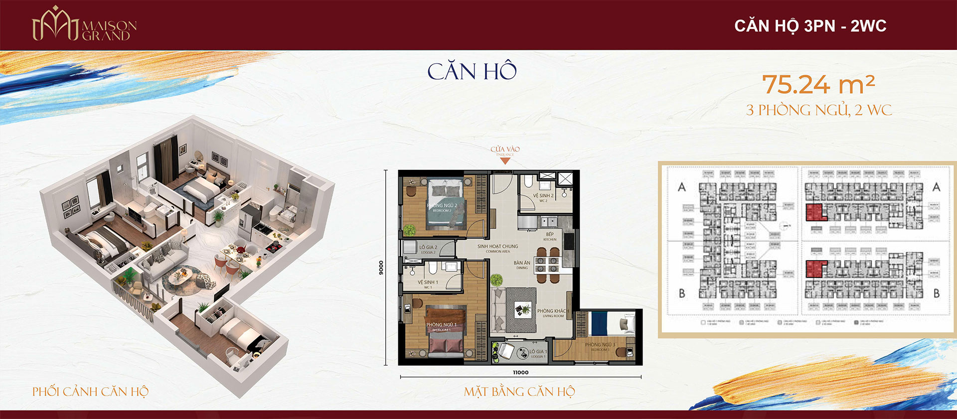Maison Grand Phu My 3PN 2WC 75m2