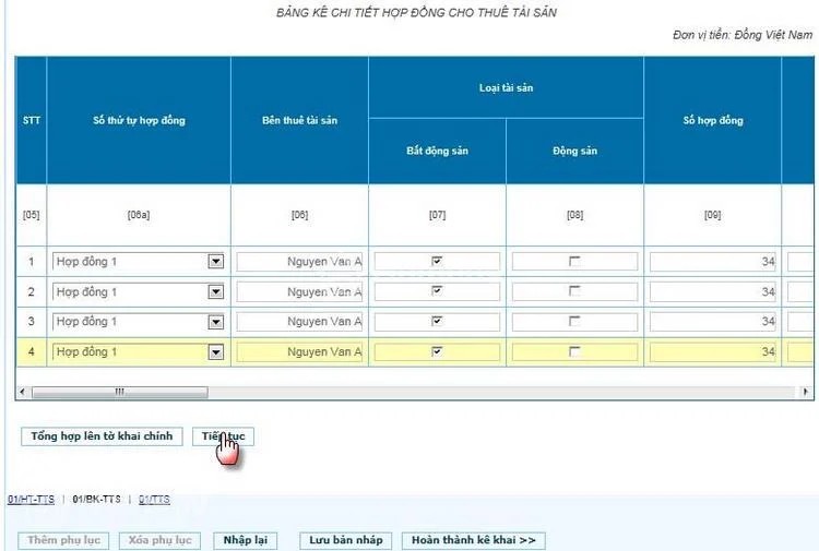 kê khai thuế qua mạng cho thuê nhà