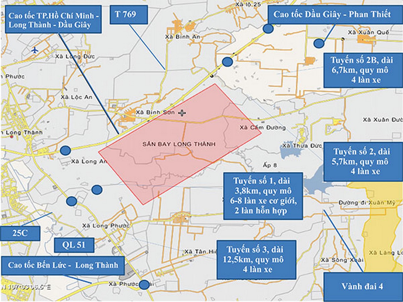 vi tri san bay long thanh